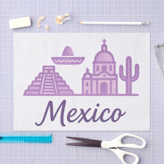 Mexico Aquarel Tissuepapier, Minimalistisch Mexico Tissuepapier (Craft)