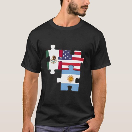 Mexico Argentinië En De VS Puzzel T-shirt (Voorkant)