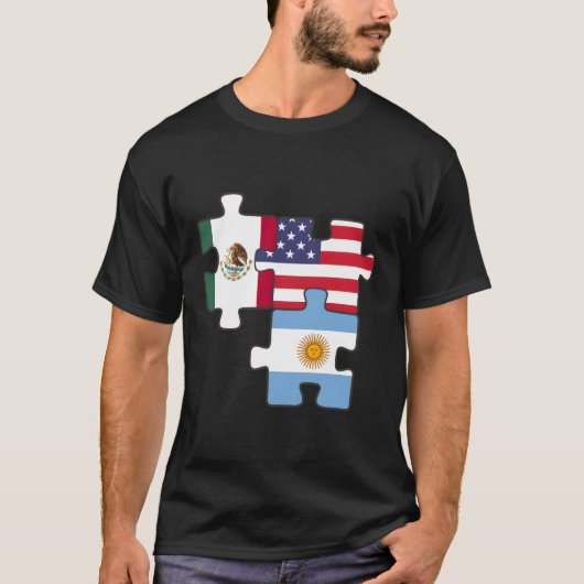 Mexico Argentinië en de VS puzzel T-shirt (Voorkant)