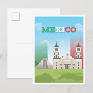 Mexico Art Vintage Travel Illustratie Briefkaart