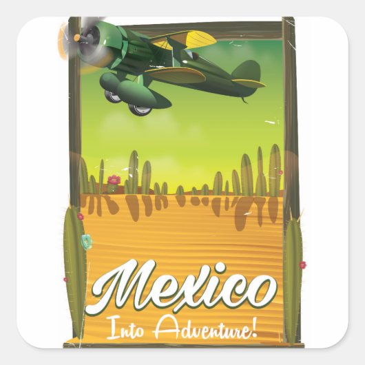 Mexico avontuur in! vierkante sticker (Voorkant)