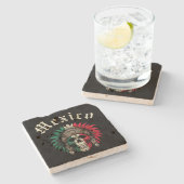 Mexico Azteek Stenen Onderzetter (Zijkant)