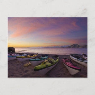 Mexico, Baja, Sea of Cortez. Sea kayaks and Briefkaart