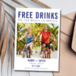 Mexico Beach Bestemming Trouwfoto Save The Date<br><div class="desc">Grappige bruiloft bewaar de datumkaarten voor het verloofde paar dat gaat trouwen op het strand in Mexico. Dit grappige "Gratis drinken op het strand in Mexico" fotoontwerp zal de toon zetten voor uw super leuke bestemmingsbruiloft.</div>
