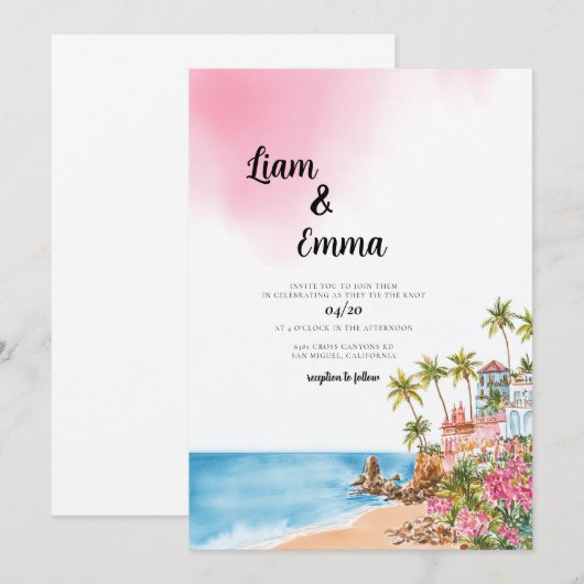 Mexico Beach bruiloft bestemming uitnodiging (Voorkant / Achterkant)