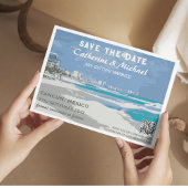 Mexico Beach Bruiloft Reizen Poster Stijl QR Code Save The Date