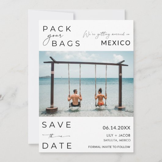 Mexico Beach Destination Photo Wedding Save The Date (Voorkant)