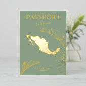 Mexico Beach Destination Wedding Passport Folie Uitnodiging (Staand Voorkant)
