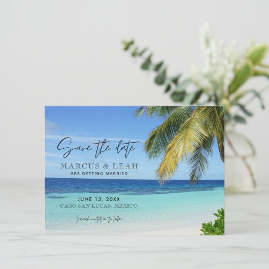 Mexico Beach Destination Wedding Save the Date (Staand voorkant)