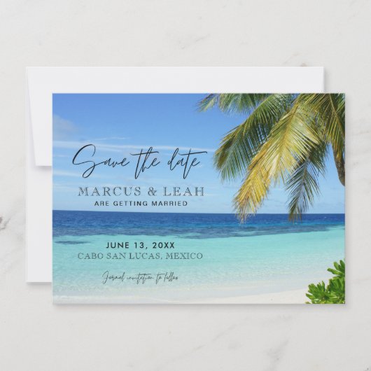 Mexico Beach Destination Wedding Save the Date (Voorkant)
