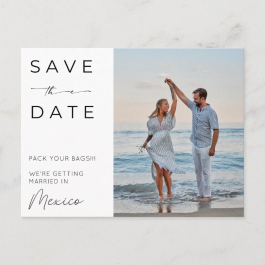Mexico Beach Destination Wedding Save the Date Briefkaart (Voorkant)
