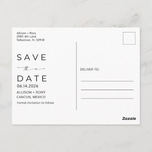 Mexico Beach Destination Wedding Save the Date Briefkaart (Achterkant)