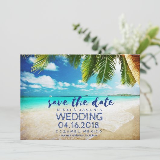 Mexico Beach Destination Wedding Save the Dates Save The Date (Staand voorkant)