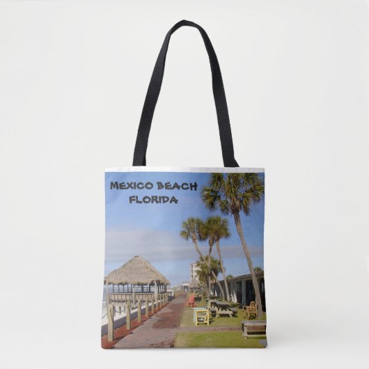 MEXICO BEACH FLORIDA SWING TIKI HUT TOTE BAG (Voorkant)