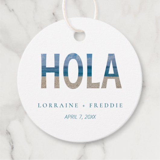 Mexico Beach Foto Hola Destination Huwelijk Bedankjes Labels (Voorkant)