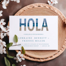 Mexico Beach Hola Typography Destination Wedding Kaart