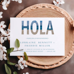 Mexico Beach Hola Typography Destination Wedding Kaart