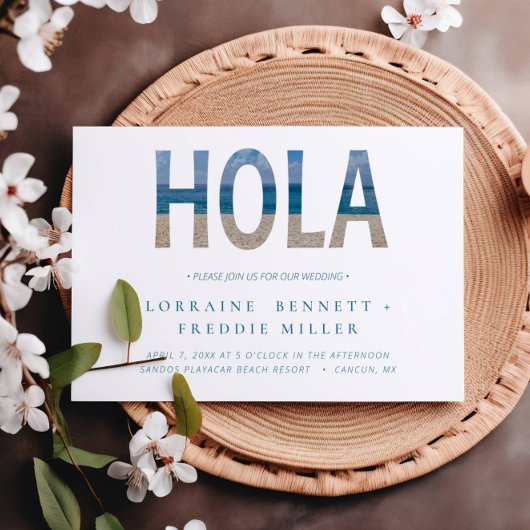 Mexico Beach Hola Typography Destination Wedding Kaart