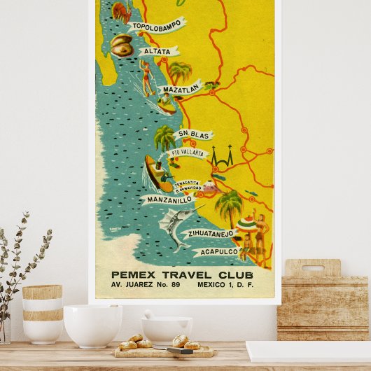 Mexico Beach Travel Poster (Keuken)
