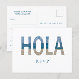 Mexico Beach Wedding Hola Foto RSVP Uitnodiging Briefkaart