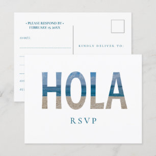 Mexico Beach Wedding Hola Foto RSVP Uitnodiging Briefkaart