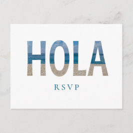 Mexico Beach Wedding Hola Foto RSVP Uitnodiging Briefkaart