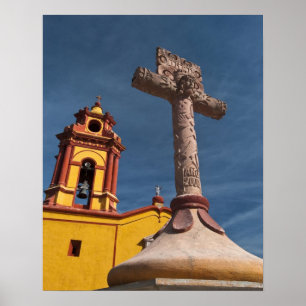 Mexico, Bernal. Uitzicht van Iglesia de San Sebast Poster