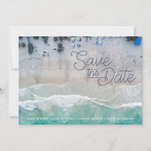Mexico Bestemming Strand Huwelijk Save the Date  (Voorkant)