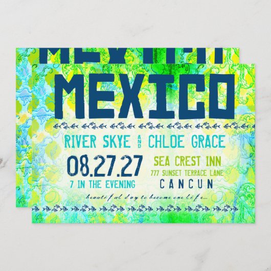 MEXICO-bestemming Uitnodigen basispapier uit Kaart (Voorkant / Achterkant)