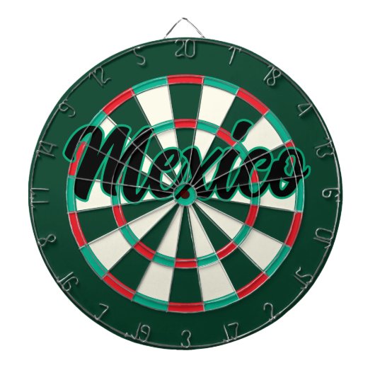 MEXICO bewerkbare Zwarte tekst op Donkergroen Rood Dartbord (Voorkant)