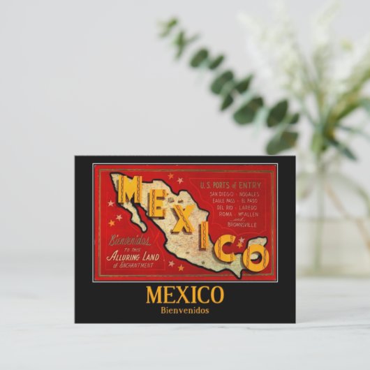 Mexico, Bienvenidos,  Briefkaart (Staand voorkant)