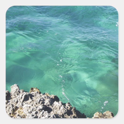 Mexico Blauwe/Groene Oceaan Vierkante Sticker (Voorkant)