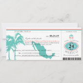 Mexico Boarding Pass bruiloft Kaart (Voorkant)