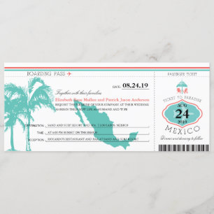 Mexico Boarding Pass bruiloft Kaart