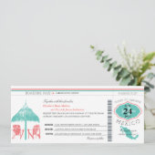 Mexico Boarding Pass bruiloft Kaart (Staand voorkant)