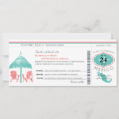 Mexico Boarding Pass bruiloft Kaart (Voorkant)