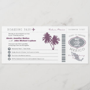Mexico Boarding PassWedding Invitation Kaart