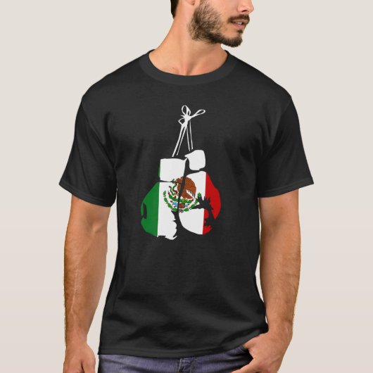 Mexico Bokshandschoenen met Mexicaanse vlag voor b T-shirt (Voorkant)