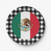 Mexico-Bord, buffelvlek en Mexicaanse vlag Papieren Bordje (Voorkant)