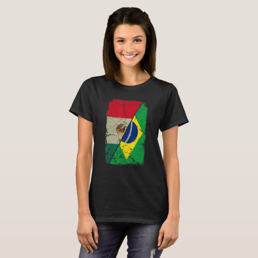 Mexico - Brazilië - vlag samen met gemengde famili T-shirt (Voorkant volledig)