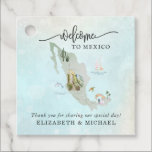 Mexico bruiloft welkom cadeau Labels<br><div class="desc">Deel een welkomstbericht voor uw Mexicaanse bruiloftsgasten met deze elegante waterverf labels die perfect zijn om aan uw bruiloft welkomsttassen te hechten. Design beschikt over uw welkomstbericht met een geïllustreerde kaart van Mexico. Voeg uw aangepaste formulering toe aan dit ontwerp door gebruik te maken van de "Edit this design sjabloon"-vakken...</div>