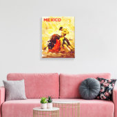Mexico Bull Fighter Vintage Poster hersteld Canvas Afdruk (Insitu (Woonkamer))