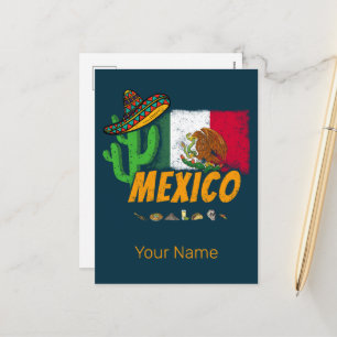 Mexico -  cactus met vlag Sombrero Souvenir Feestdagenkaart