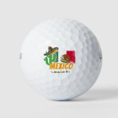 Mexico -  cactus met vlag Sombrero Souvenir Golfballen (Voorkant)