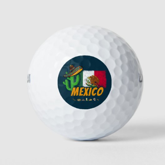 Mexico -  cactus met vlag Sombrero Souvenir Golfballen (Voorkant)