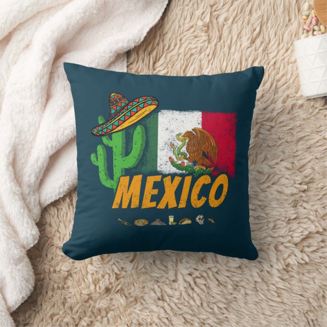 Mexico -  cactus met vlag Sombrero Souvenir Kussen (Deken)