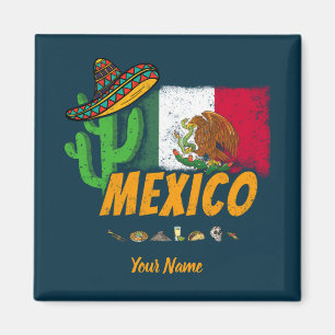 Mexico -  cactus met vlag Sombrero Souvenir Magneet