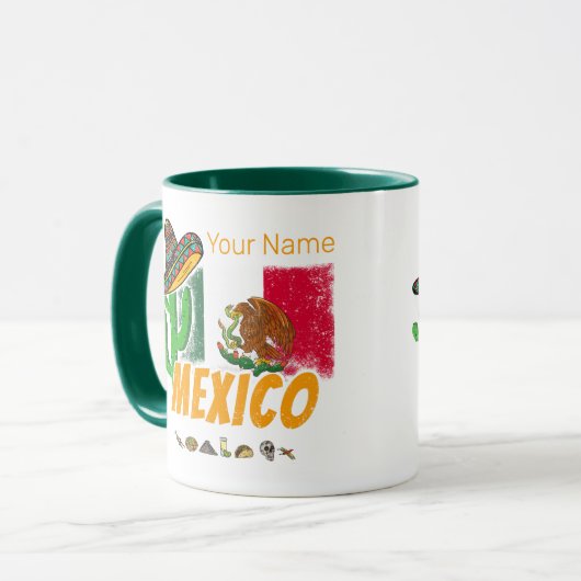 Mexico -  cactus met vlag Sombrero Souvenir Mok (Voorkant links)