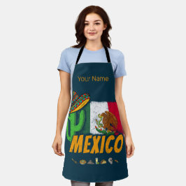 Mexico -  cactus met vlag Sombrero Souvenir Schort