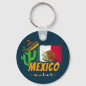 Mexico -  cactus met vlag Sombrero Souvenir Sleutelhanger (Voorkant)
